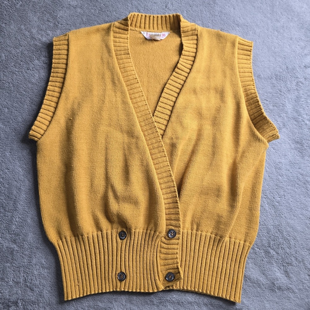 Vintage Flight Apparel Industries Vest Womens Small Mustard Yellow Retro USA